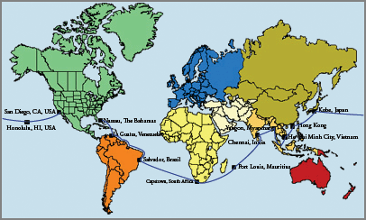 World map with my route